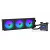 Vandens aušintuvas ENDORFY Navis F360 ARGB Black — 360 mm radiatorius, 3x 120×25 mm ventiliatoriai, 250–1800 RPM, siurblys 1600–2600 RPM, LGA 1700/AM5/AM4