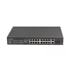 Nevaldomas komutatorius LANBERG RSFE-16P-2C-150 — 18 prievadų Gigabit, 16 PoE+/2 SFP, 150 W bendra galia, 1U stovas, metalinis, juodas