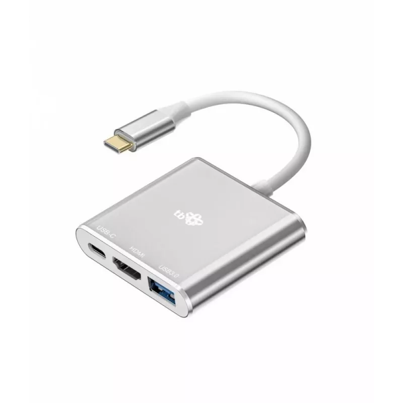 USB-C adapterio stotelė TB AKTBXVAU3HMPDAV — 3 viename: HDMI + USB-A + USB-C PD, sidabrinė