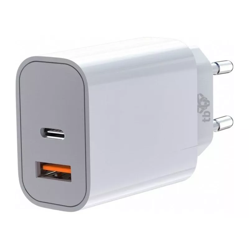Universalus įkroviklis 2x3A USB C + USB A Power Delivery baltas