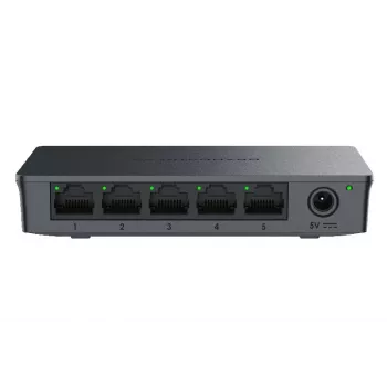 Grandstream GWN7700 nevaldomas 2 sluoksnio komutatorius 5x Gigabit prievadai 10 Gbps komutavimo talpa 802.1p QoS juodas stalinis/sieninis 5 VDC