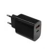 Sieninis įkroviklis 2x3A USB-C + USB-A Power Delivery juodas