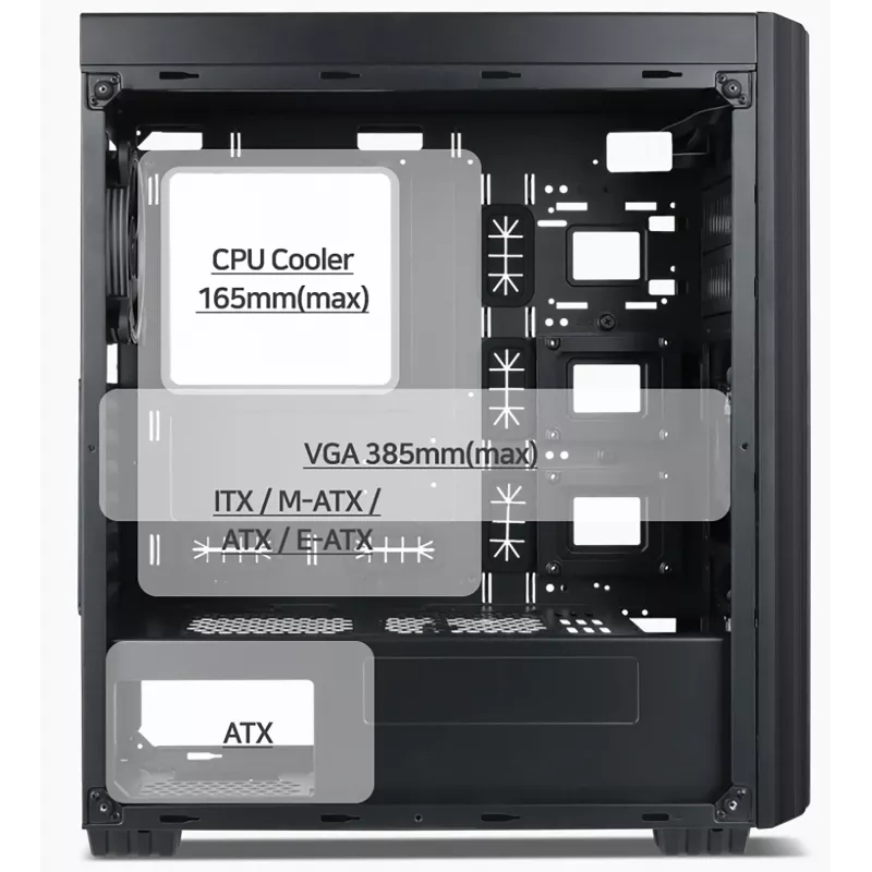 Gembird Fornax K500 ATX kompiuterio korpusas, Midi Tower, Juodas