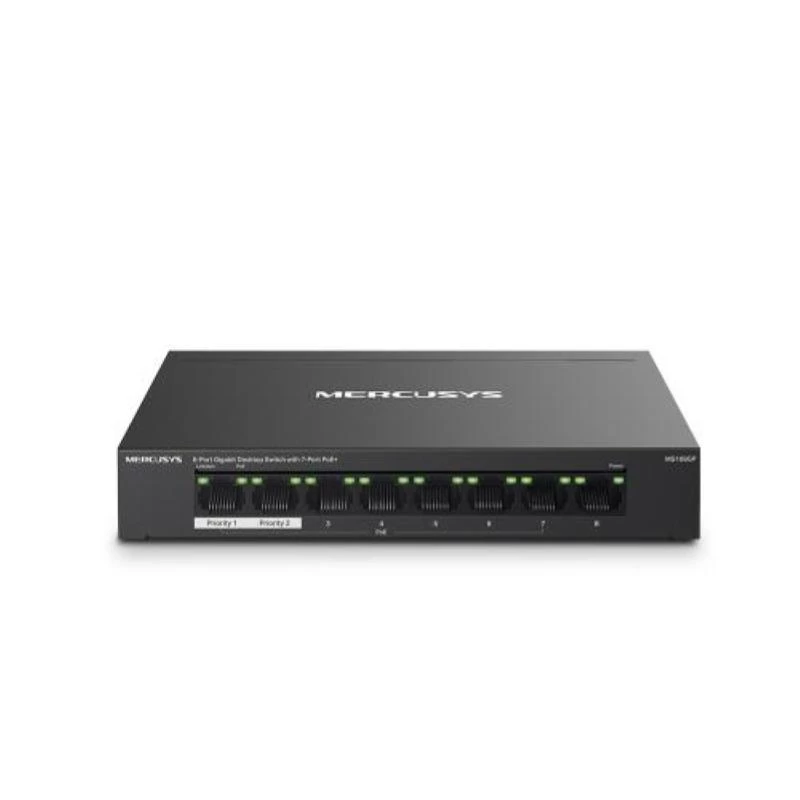 Mercusys MS108GP 8 prievadų Gigabit stalinis valdomas komutatorius su 7 PoE prievadais