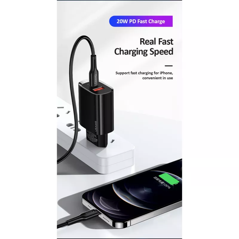 Įkroviklis Usams T35 20W PD3 USB-C į USB greitas sieninis adapteris