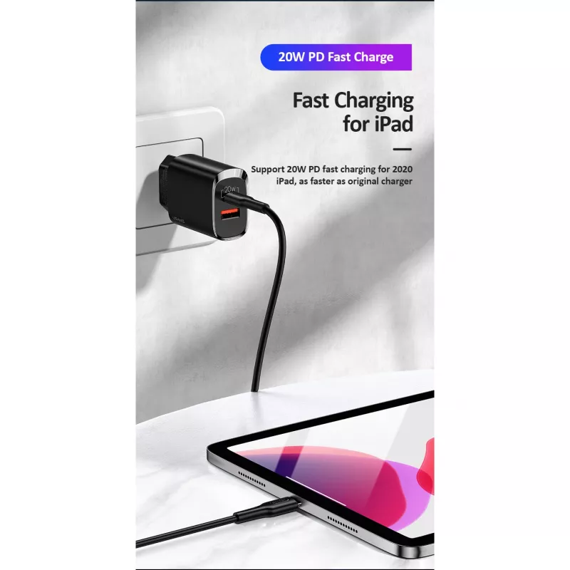 Įkroviklis Usams T35 20W PD3 USB-C į USB greitas sieninis adapteris