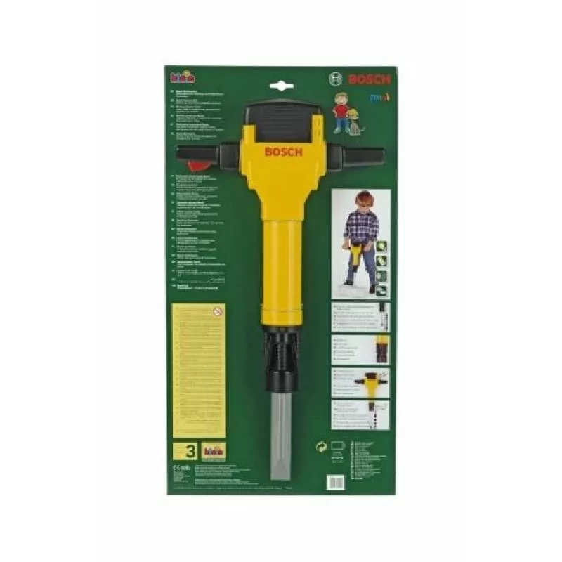 Theo Klein 8405 Bosch Pneumatinis plaktukas su variklio garsu ir mirksinčia šviesa, 28 cm