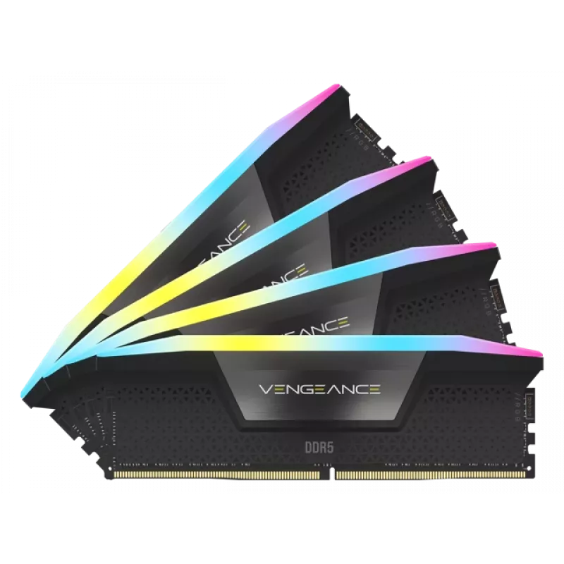 Corsair Vengeance RGB 64 GB (4x 16 GB) DDR5-6000 MHz Quad-Kit, juodos spalvos, CMH64GX5M4B6000C36