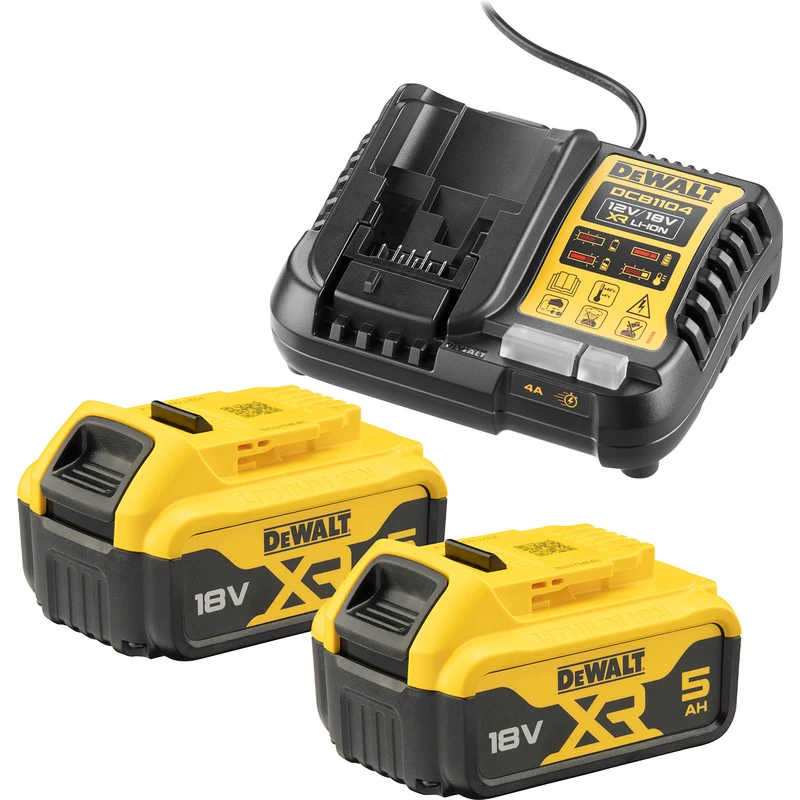 Baterijų ir įkroviklio rinkinys DeWALT DCB1104P2 18 V 5.0 Ah (2 baterijos, įkroviklis)