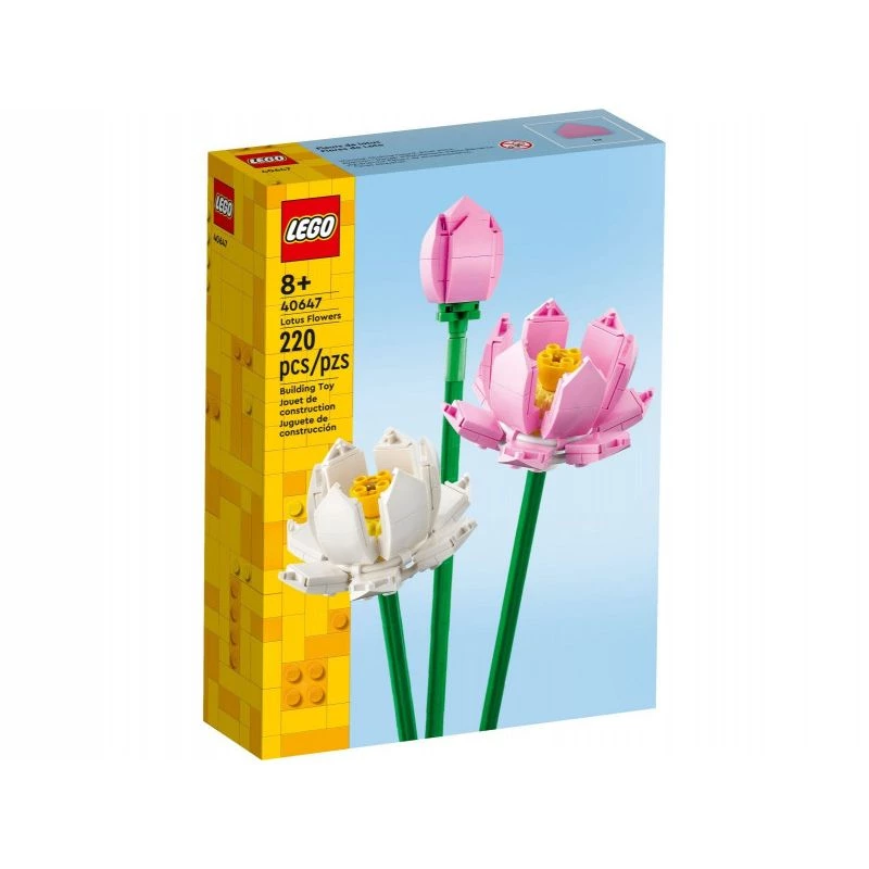LEGO 40647 Lotosų gėlės — Botaninė kolekcija, modulinis modelis, 220 detalių, aukštis 300 mm, nuo 8 metų
