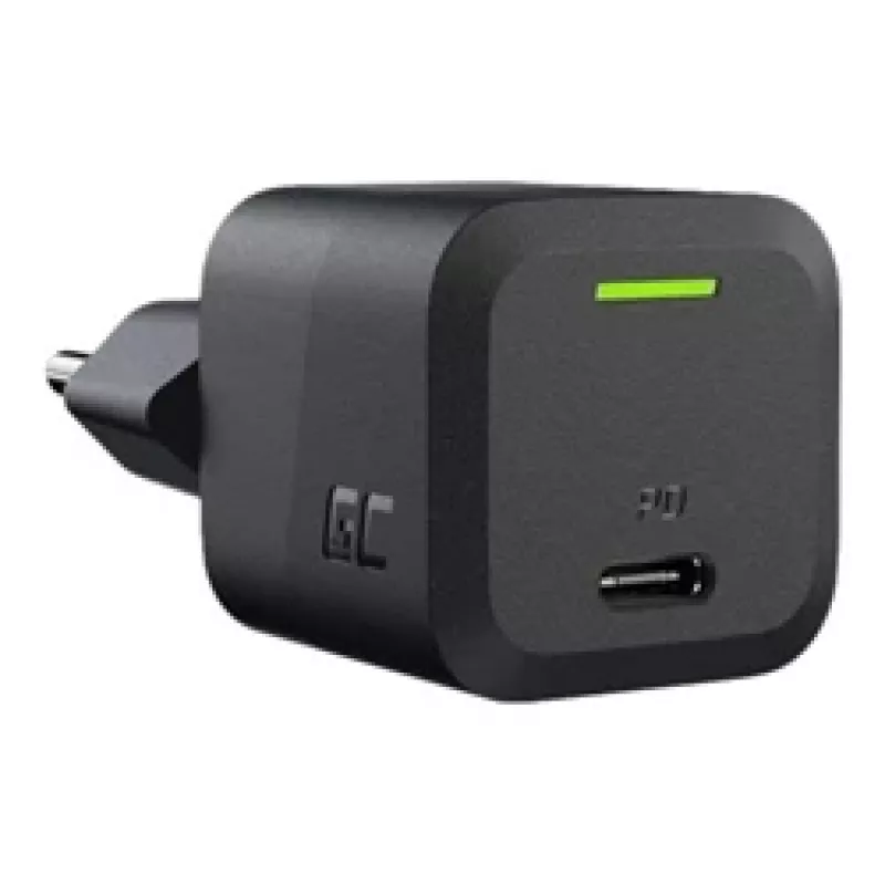 Mobiliojo įrenginio įkroviklis Green Cell CHARGC06, USB-C 33W, Quick Charge 3.0, AC įėjimas 100–240V, juodas