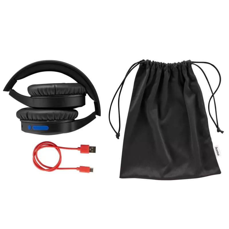Ausinės / headset Hama 00184160, laidinės ir belaidės, USB Type-C, Bluetooth, juodos, mėlynos