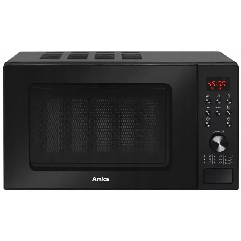 Amica AMGF20E1GB Mikrobangų krosnelė su griliu, plokščias paviršius, 20 L, 700 W, juoda