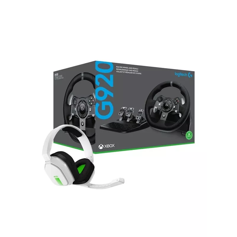 Vairas su pedalais Logitech G920 Driving Force Racing Wheel baltas