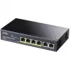 Tinklo jungiklis Cudy FS1006P Fast Ethernet 6 prievadų (4 PoE, 1 PoE+) 10/100 Mbps, 1,2 Gbit/s pralaidumas, metalinis korpusas, montavimas stove/sienoje/ant stalo