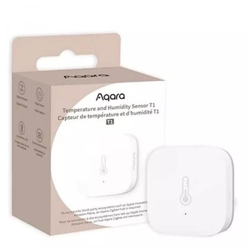 Aqara TH-S02D Baltas temperatūros ir drėgmės jutiklis, HomeKit Alexa Google