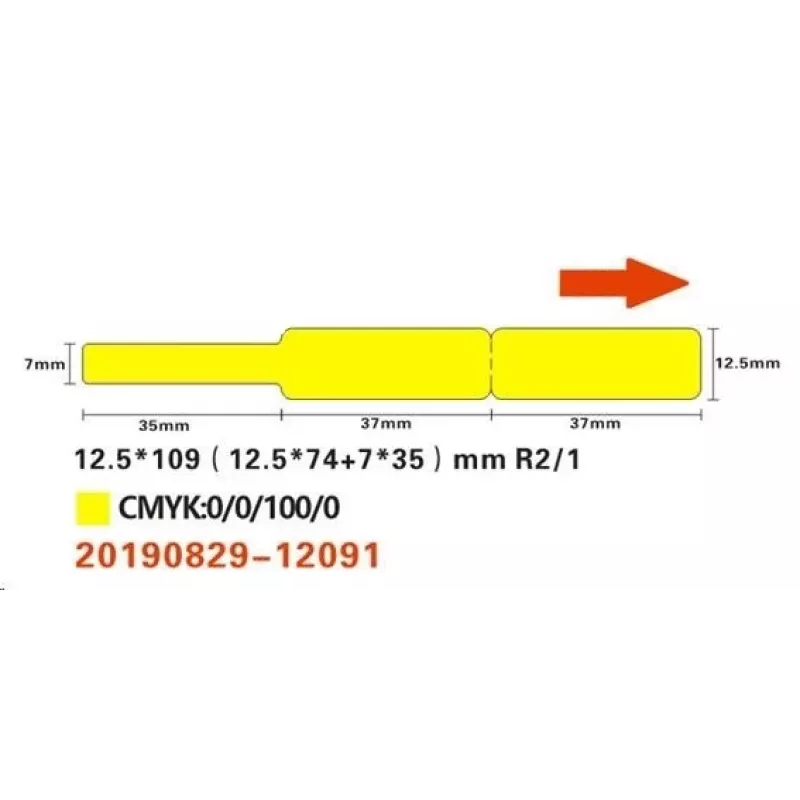 Termoetiketės NIIMBOT RXL12.5109-65Y 62 mm × 30 mm ritinys