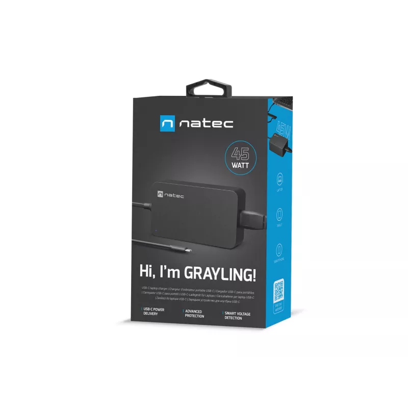 NATEC Grayling USB-C 45W maitinimo adapteris universalus juodas