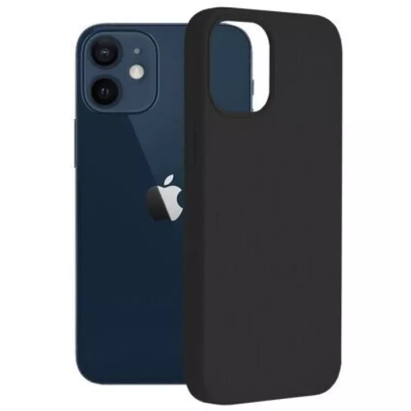 Matinis silikoninis dėklas 3mk, skirtas iPhone 13, juodas