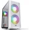 PC korpusas MODECOM AMIRANI ARGB Midi Tower Baltas — ATX/ITX, 35 cm GPU, 16,5 cm aušintuvas, 2x200 mm ventiliatoriai