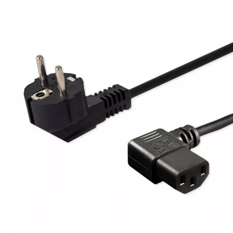 Maitinimo laidas SAVIO CL-116 — 1,8 m, juodas, lenktas kištukas C tipo į lenktą IEC C13, 3 gyslų 0,5 mm²