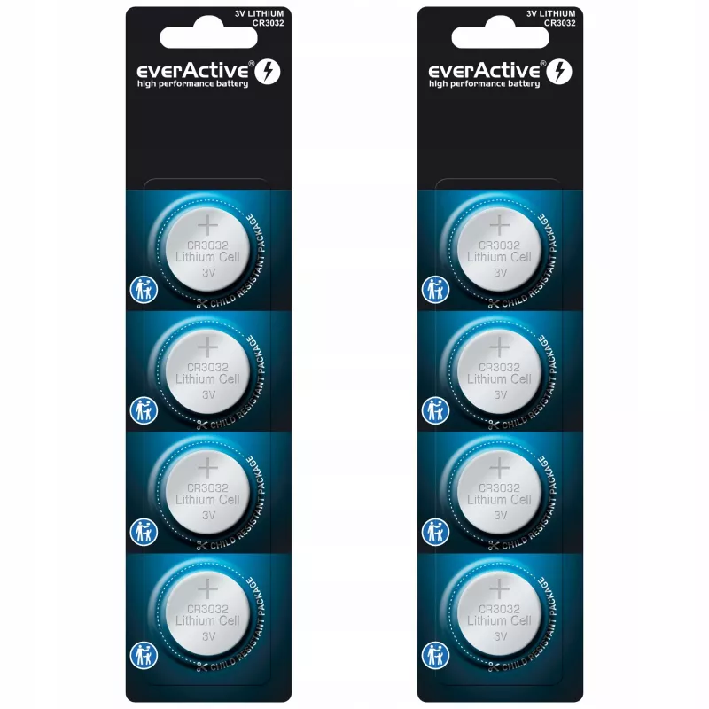 Ličio monetinė baterija everActive CR3032, 3 V, 580 mAh, 4 vnt. pakuotė