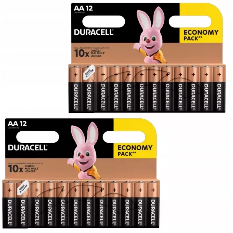 Duracell šarminės AA (LR6) baterijos, 24 vnt., vienkartinės