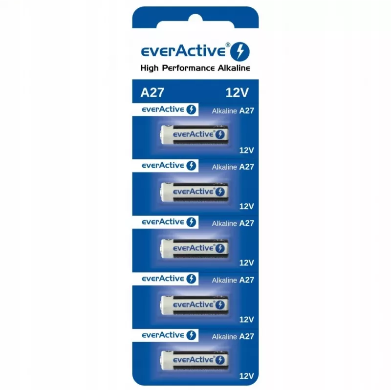 Įkraunamas baterijų rinkinys everActive 27A5BL, šarminis 12 V, cilindrinis, 5 vnt., 27,3 × 7,62 mm