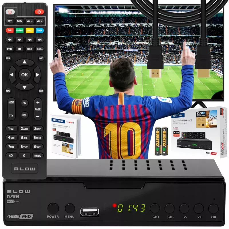 Skaitmeninis TV imtuvas BLOW 4625FHD DVB-T2 H.265 antžeminės televizijos imtuvas, HDMI, USB, SCART, Ethernet, S/PDIF