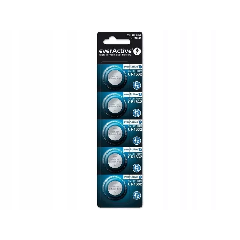 Baterija everActive CR1632 ličio vienkartinė moneta 3 V – 5 vnt., 16 mm × 3,2 mm