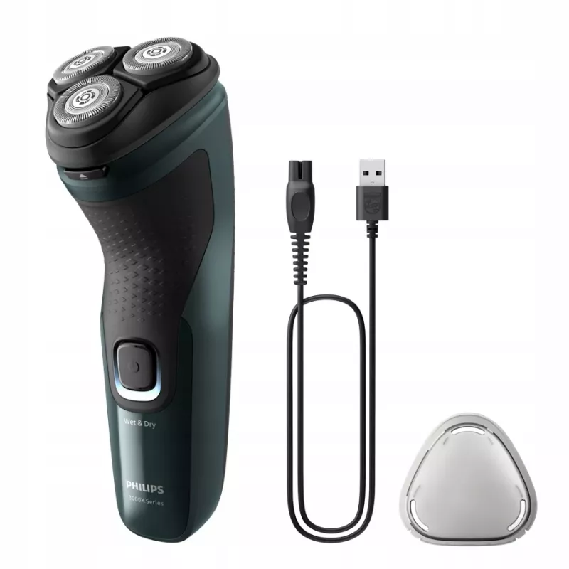Elektrinis rotacinis skustuvas Philips 3000X Series X3002/00 – 3 galvutės, šlapias ir sausas, belaidis, NiMH akumuliatorius, 40 min veikimo