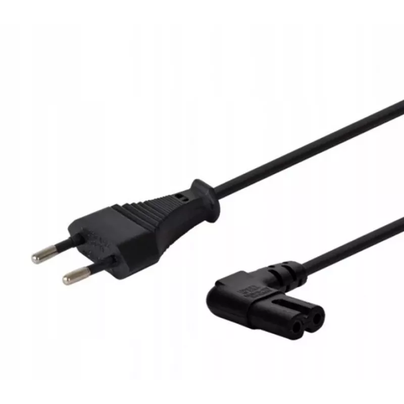 Maitinimo laidas SAVIO CL-144, 3 m, kampuotas 2 kontaktų kištukas į IEC Type E lizdą, juodas