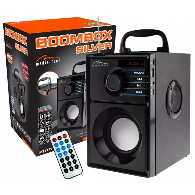 Belaidis garsiakalbis MEDIA-TECH MT3179, 20W (RMS 15W), Bluetooth 5.1, FM, MicroSD, USB, AUX, Li-Ion, 6 h, medinis korpusas