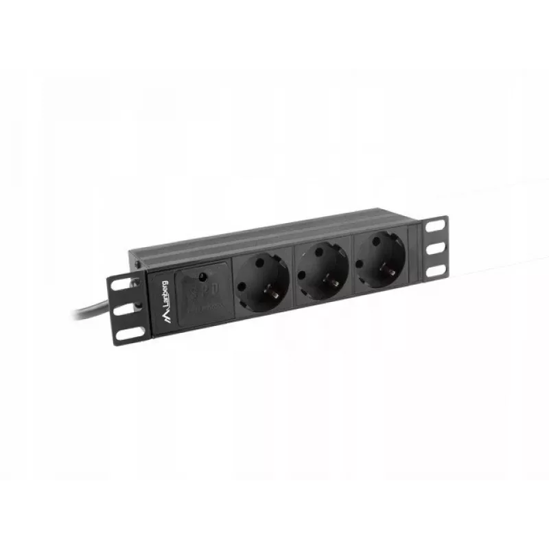 Lanberg PDU-03E-0200-BK maitinimo paskirstymo įrenginys (PDU) 3 AC lizdai 1U Juoda