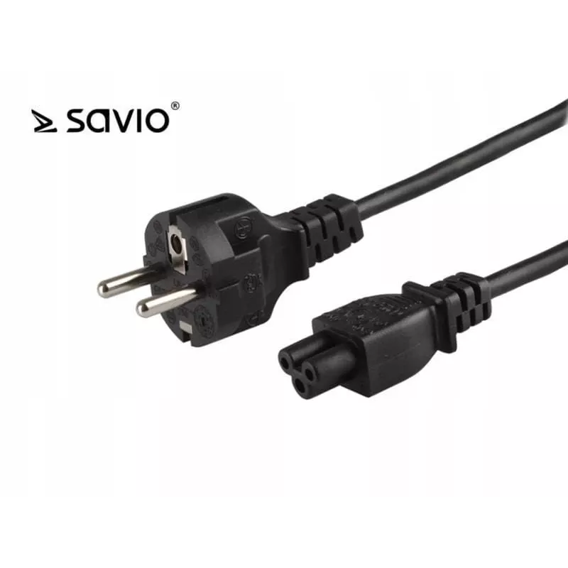 Maitinimo laidas SAVIO CL-67 1,2 m H03VV-F 3×0,75 mm² IEC C5 – CEE7/7 juodas