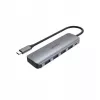 USB šakotuvas Unitek P5+ H1107A — 4 × USB-A 3.2 Gen 2, USB-C 3.2 Gen 1, 5 Gbit/s, 10 W PD, aliuminis, pilkas