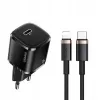 usams Phone Charger T36 1x USB-C + Lightning PD — kompaktiškas PD įkroviklis su USB-C ir Lightning jungtimis