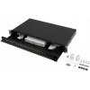 Paskirstymo dėžė šviesolaidinei 1U 24xSC Simplex / 24xLC Duplex Rack 19 inch juoda