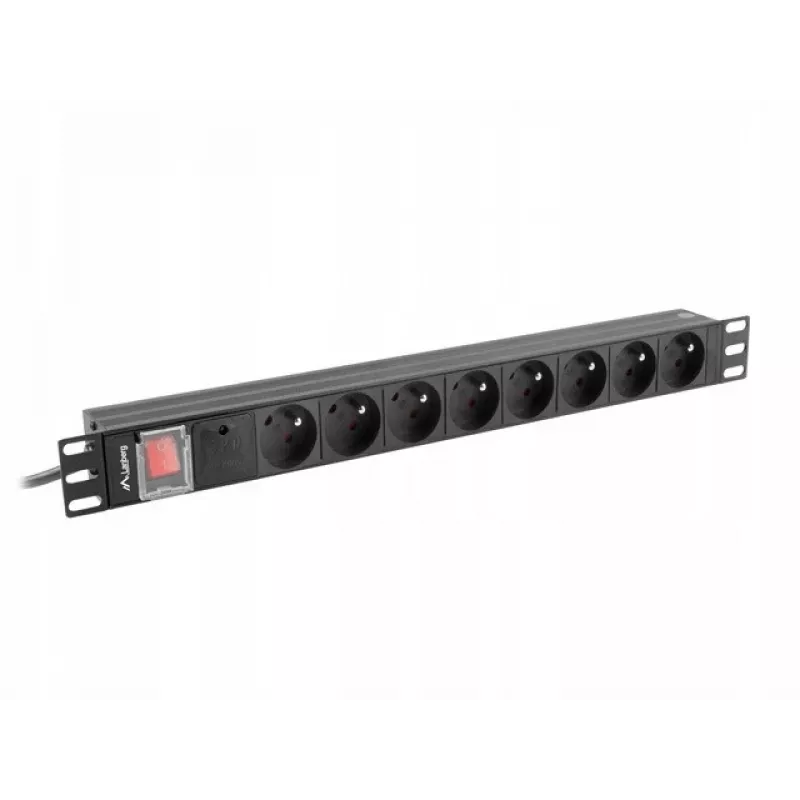 Lanberg PDU-08E-0200-BK 1U 8x Type E 16A 230V perjungiamas PDU
