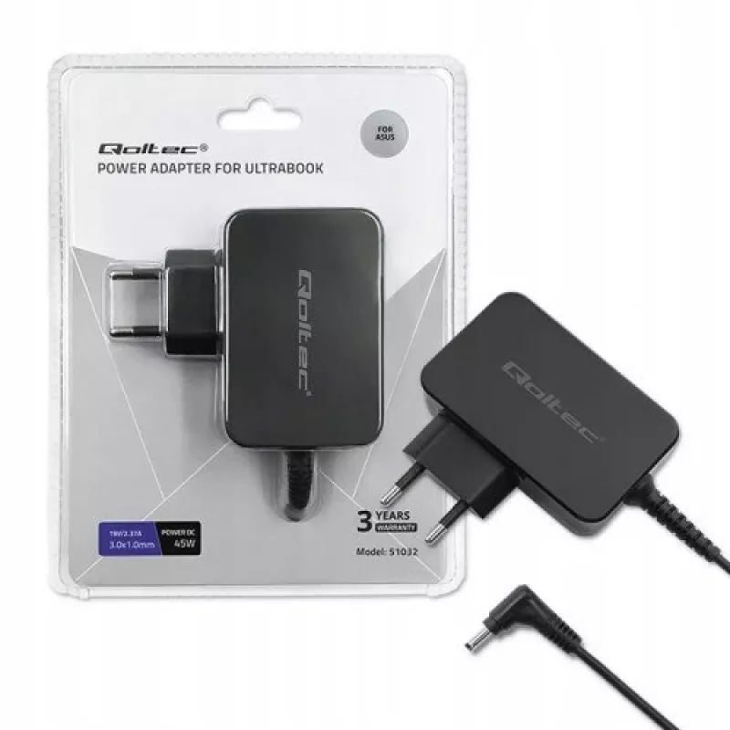 Maitinimo adapteris Qoltec 51032 45 W vidaus juodas nešiojamam kompiuteriui