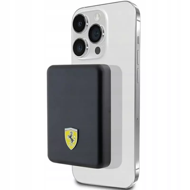 Ferrari Powerbank FEPB5MNCAK 15W 5000mAh Juoda/juodas Metalinis Logotipas MagSafe