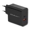 Qoltec 51716 sieninis įkroviklis 63 W, USB-C PD + USB QC 3.0, 5-20 V 1,5-3 A, juodas