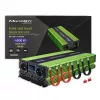 Qoltec Monolith įtampos keitiklis | Baterijos įkrovimas | UPS | 2000W | 4000W | 12V į 230V | Grynas sinusas | LCD juodas-žalias