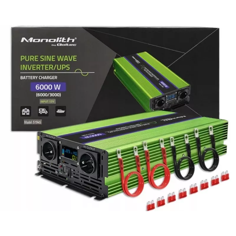 Automobilinis keitiklis Qoltec Monolith 6000 W Green 12 V