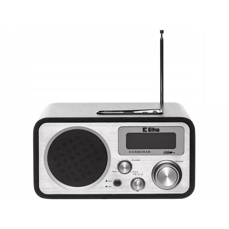 Nešiojamas radijo imtuvas ELTRA Kormoran analoginis FM LW LCD juodas sidabrinis