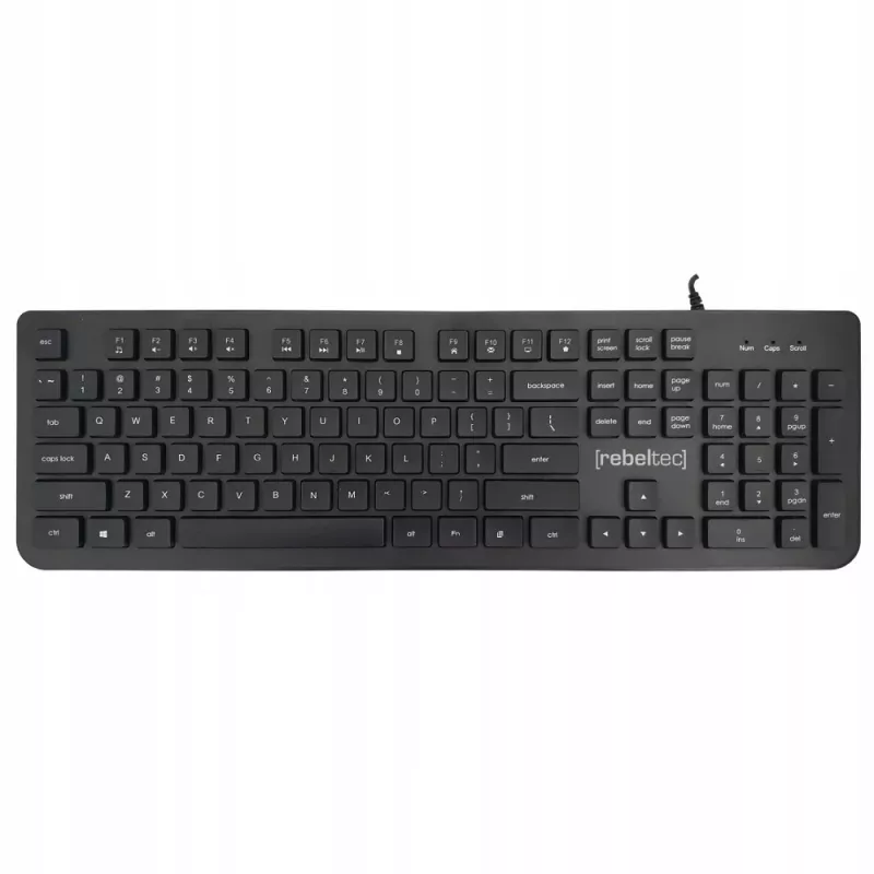USB multimedijos klaviatūra Rebeltec RBLKLA00042 (pilno dydžio, juoda)