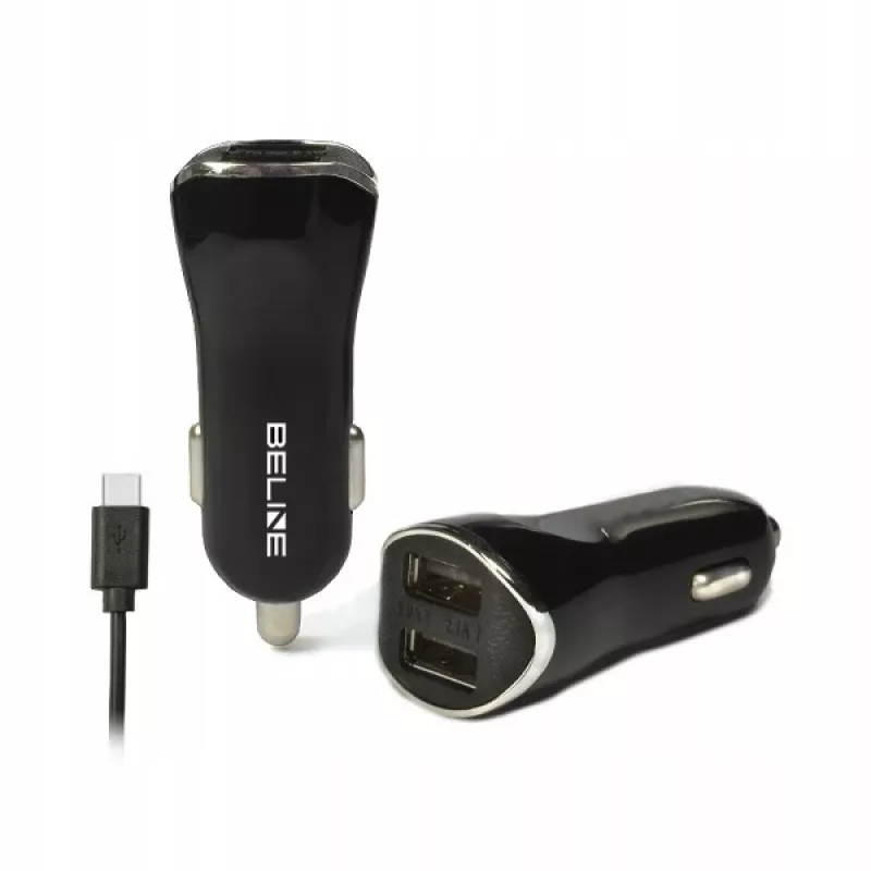 Automobilinis kroviklis 2xUSB + USB-C 2,1A juodas