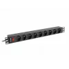 Maitinimo paskirstymo blokas LANBERG PDU-09E-0300-BK — 9x E tipo lizdai, 16 A, 220–250 V, 3 m laidas, 1U, 19 colių