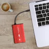 Išorinis dėklas HDD/SSD QOLTEC 51860 2.5 colio SATA III, USB Type-A, 5 Gbit/s, aliuminis, raudonas
