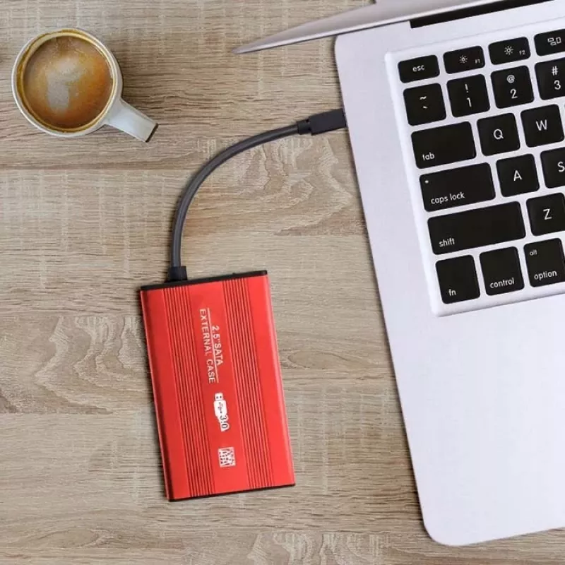 Išorinis dėklas HDD/SSD QOLTEC 51860 2.5 colio SATA III, USB Type-A, 5 Gbit/s, aliuminis, raudonas
